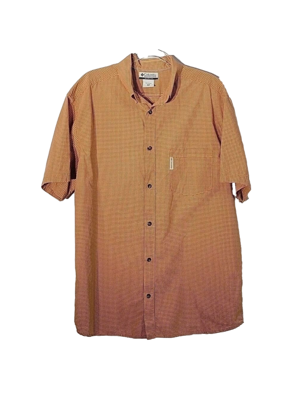 Columbia Sportswear Men's Orange Plaid Patterned Outdoor Shirt, Size XL